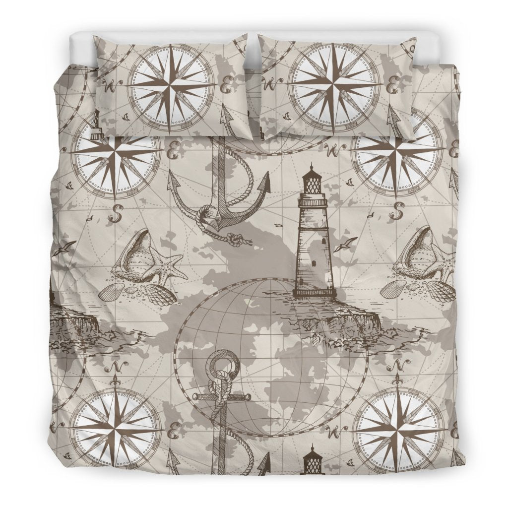 Nautical Map Design Themed Print Duvet Cover Bedding Set