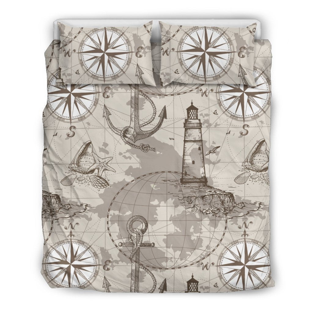 Nautical Map Design Themed Print Duvet Cover Bedding Set