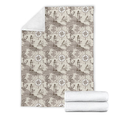 Nautical Map Design Themed Print Fleece Blanket