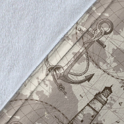 Nautical Map Design Themed Print Fleece Blanket