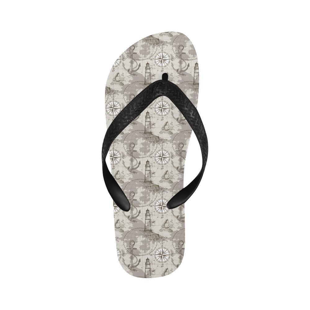 Nautical Map Design Themed Print Flip Flops-JTAMIGO.COM