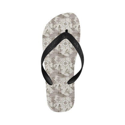 Nautical Map Design Themed Print Flip Flops-JTAMIGO.COM