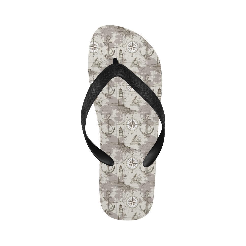 Nautical Map Design Themed Print Flip Flops-JTAMIGO.COM