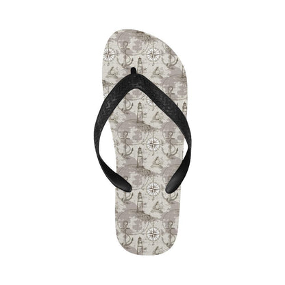 Nautical Map Design Themed Print Flip Flops-JTAMIGO.COM