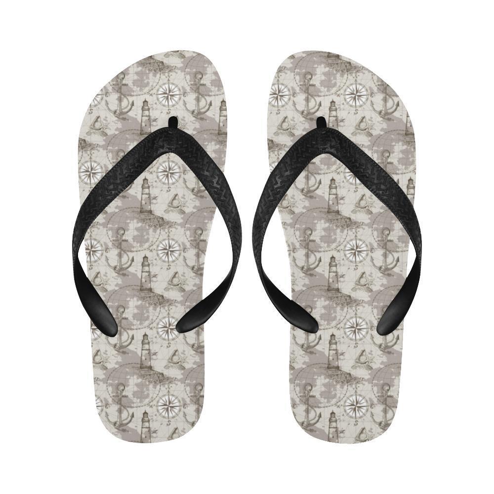 Nautical Map Design Themed Print Flip Flops-JTAMIGO.COM