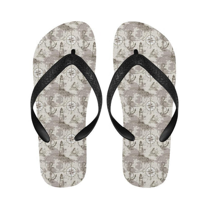 Nautical Map Design Themed Print Flip Flops-JTAMIGO.COM
