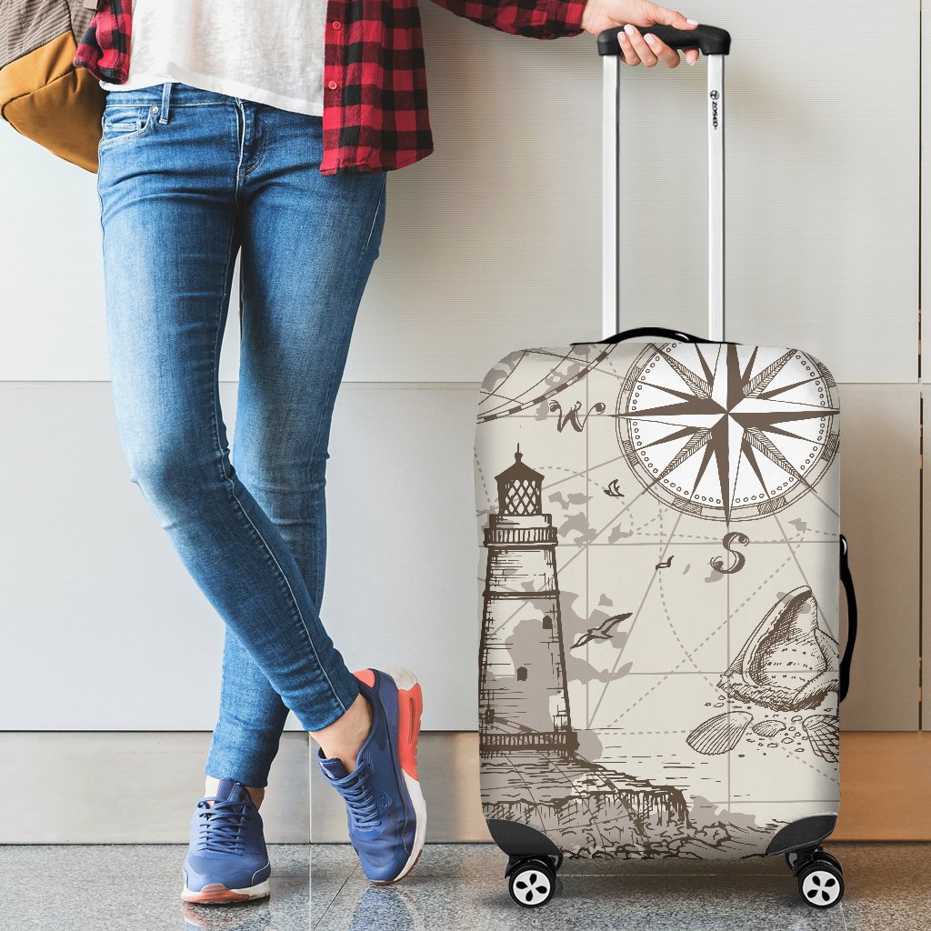 Nautical Map Design Themed Print Luggage Cover Protector