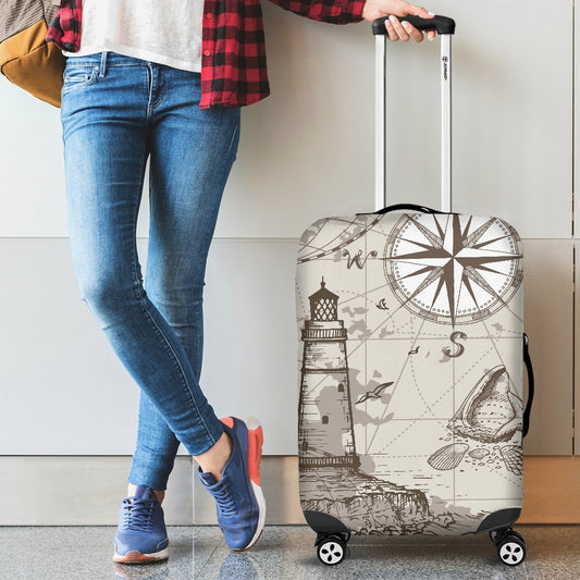 Nautical Map Design Themed Print Luggage Cover Protector