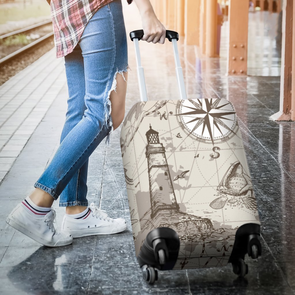 Nautical Map Design Themed Print Luggage Cover Protector