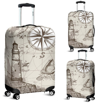 Nautical Map Design Themed Print Luggage Cover Protector