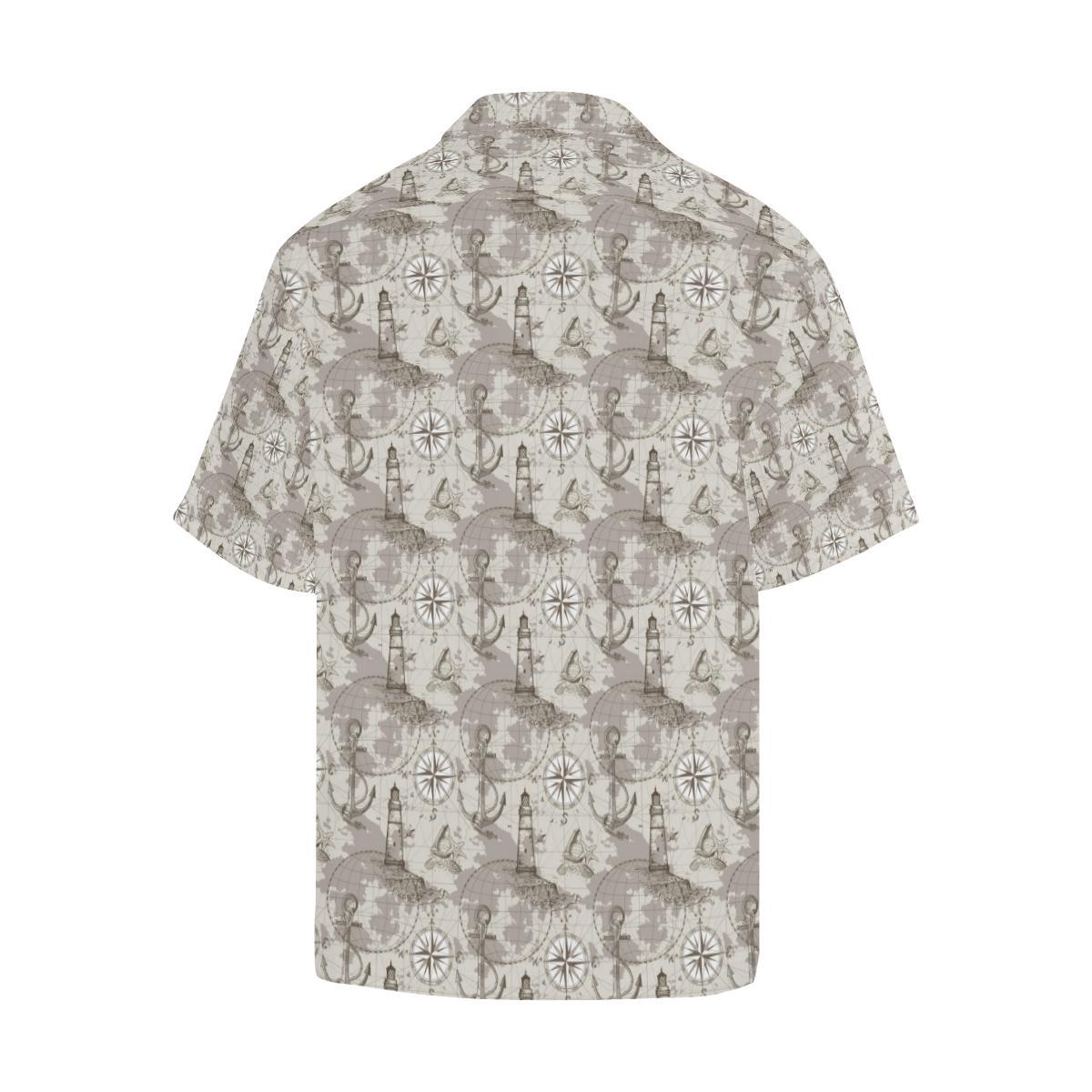 Nautical Map Design Themed Print Men Aloha Hawaiian Shirt