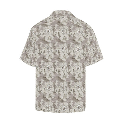 Nautical Map Design Themed Print Men Aloha Hawaiian Shirt