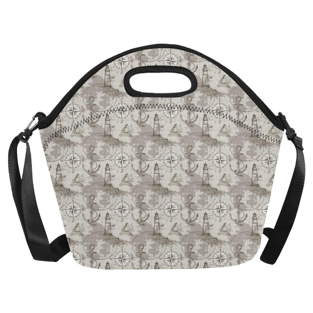 Nautical Map Design Themed Print Neoprene Lunch Bag (Model 1669)(Large)-JTAMIGO.COM