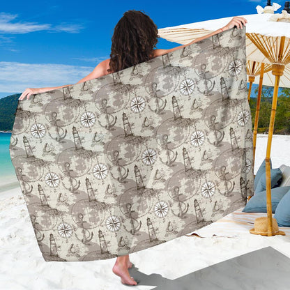 Nautical Map Design Themed Print Sarong Pareo Wrap