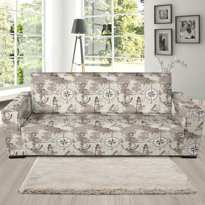 Nautical Map Design Themed Print Sofa Slipcover-JTAMIGO.COM