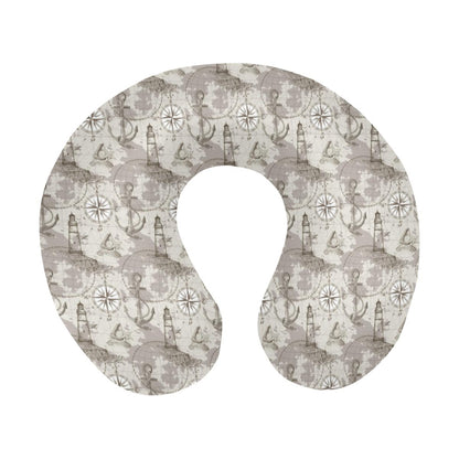 Nautical Map Design Themed Print U-Shaped Travel Neck Pillow-JTAMIGO.COM