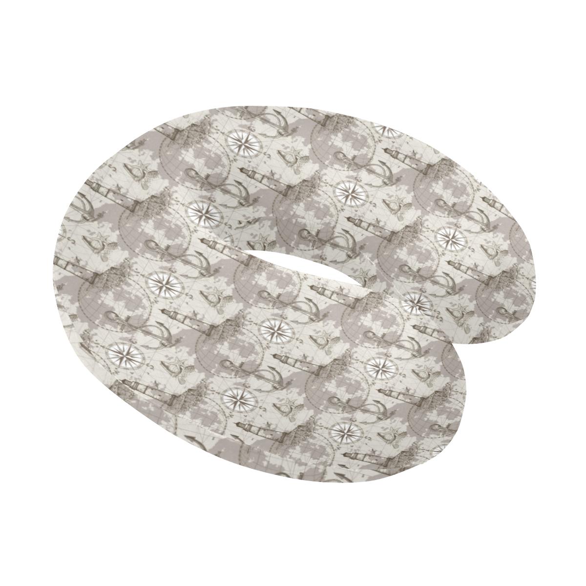 Nautical Map Design Themed Print U-Shaped Travel Neck Pillow-JTAMIGO.COM