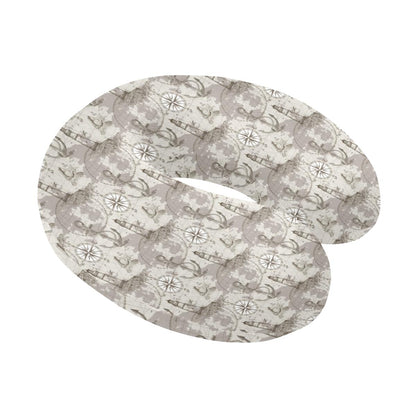 Nautical Map Design Themed Print U-Shaped Travel Neck Pillow-JTAMIGO.COM