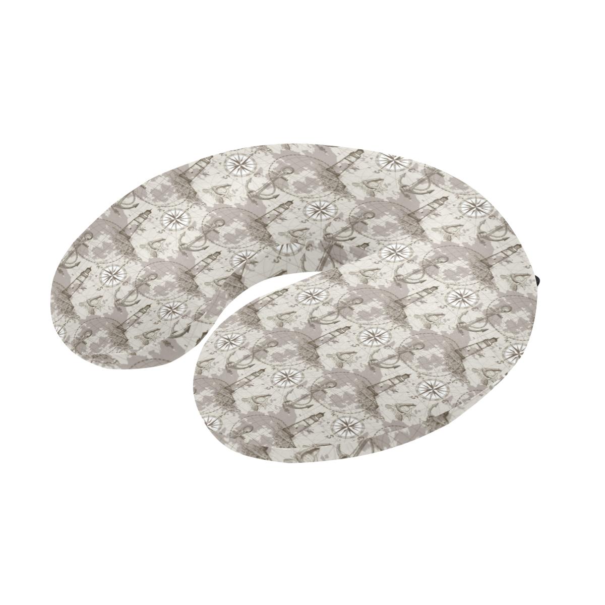Nautical Map Design Themed Print U-Shaped Travel Neck Pillow-JTAMIGO.COM