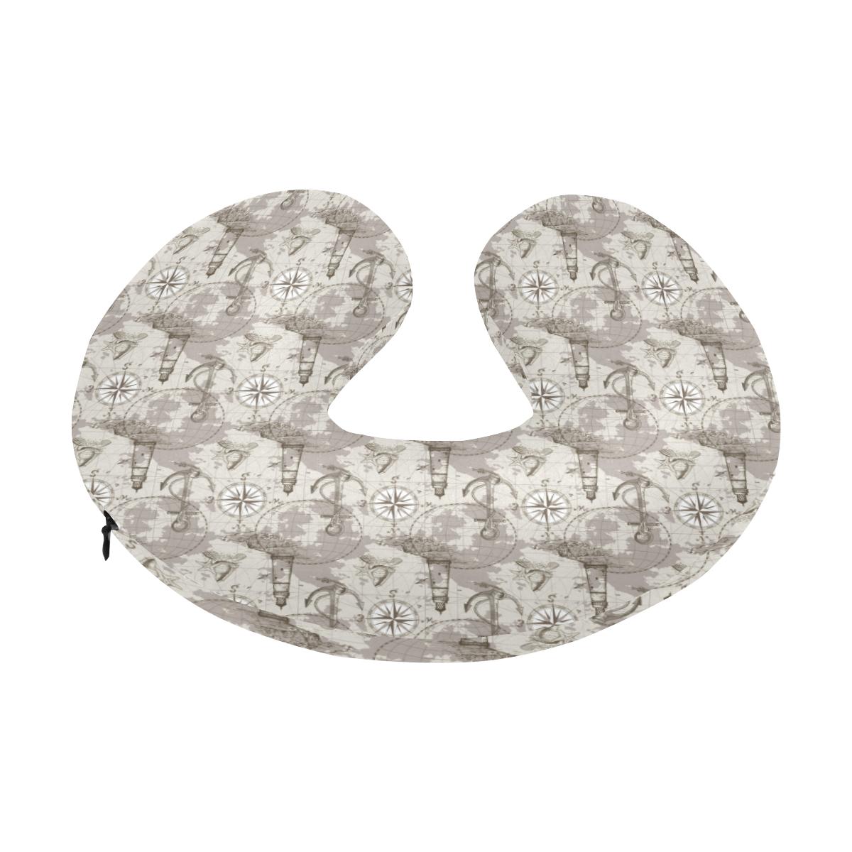Nautical Map Design Themed Print U-Shaped Travel Neck Pillow-JTAMIGO.COM