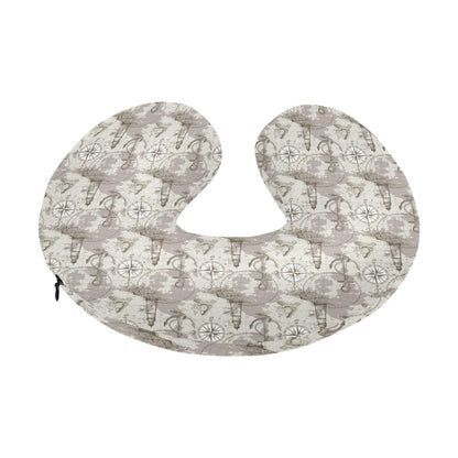 Nautical Map Design Themed Print U-Shaped Travel Neck Pillow-JTAMIGO.COM