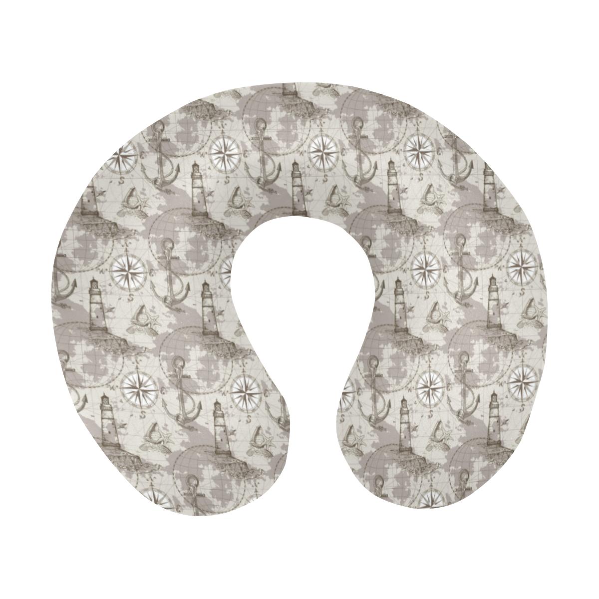 Nautical Map Design Themed Print U-Shaped Travel Neck Pillow-JTAMIGO.COM