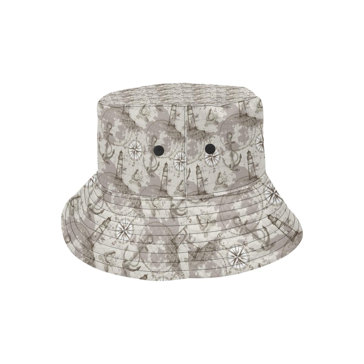Nautical Map Design Themed Print Unisex Bucket Hat