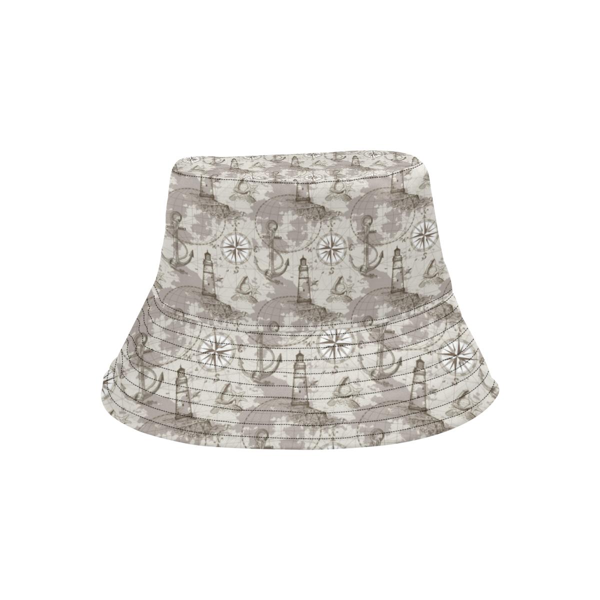 Nautical Map Design Themed Print Unisex Bucket Hat