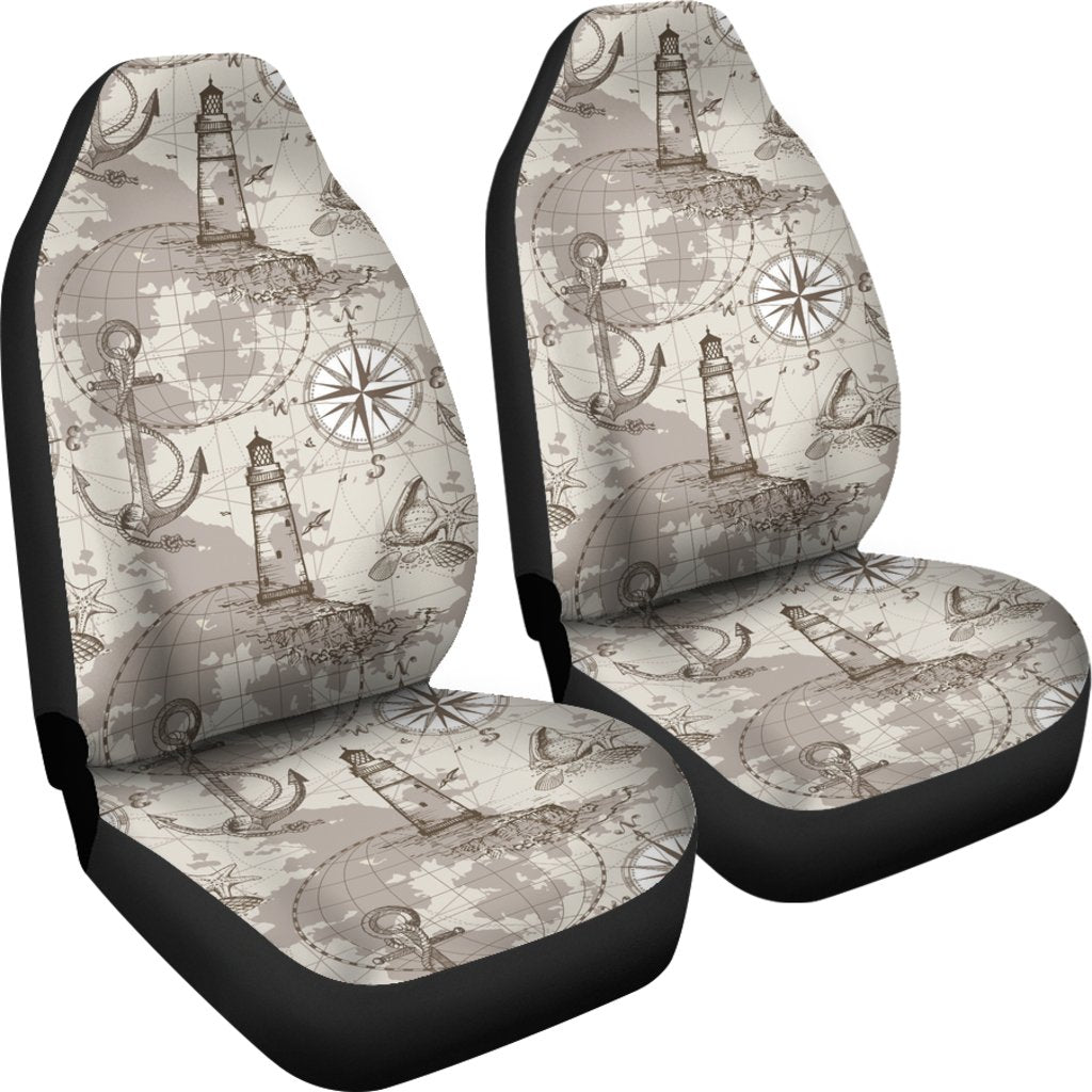 Nautical Map Design Themed Print Universal Fit Car Seat Covers