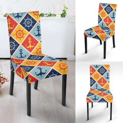 Nautical Pattern Design Themed Print Dining Chair Slipcover-JTAMIGO.COM