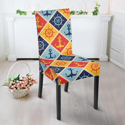 Nautical Pattern Design Themed Print Dining Chair Slipcover-JTAMIGO.COM