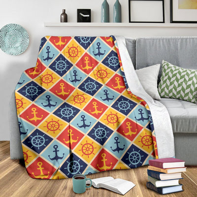 Nautical Pattern Design Themed Print Fleece Blanket