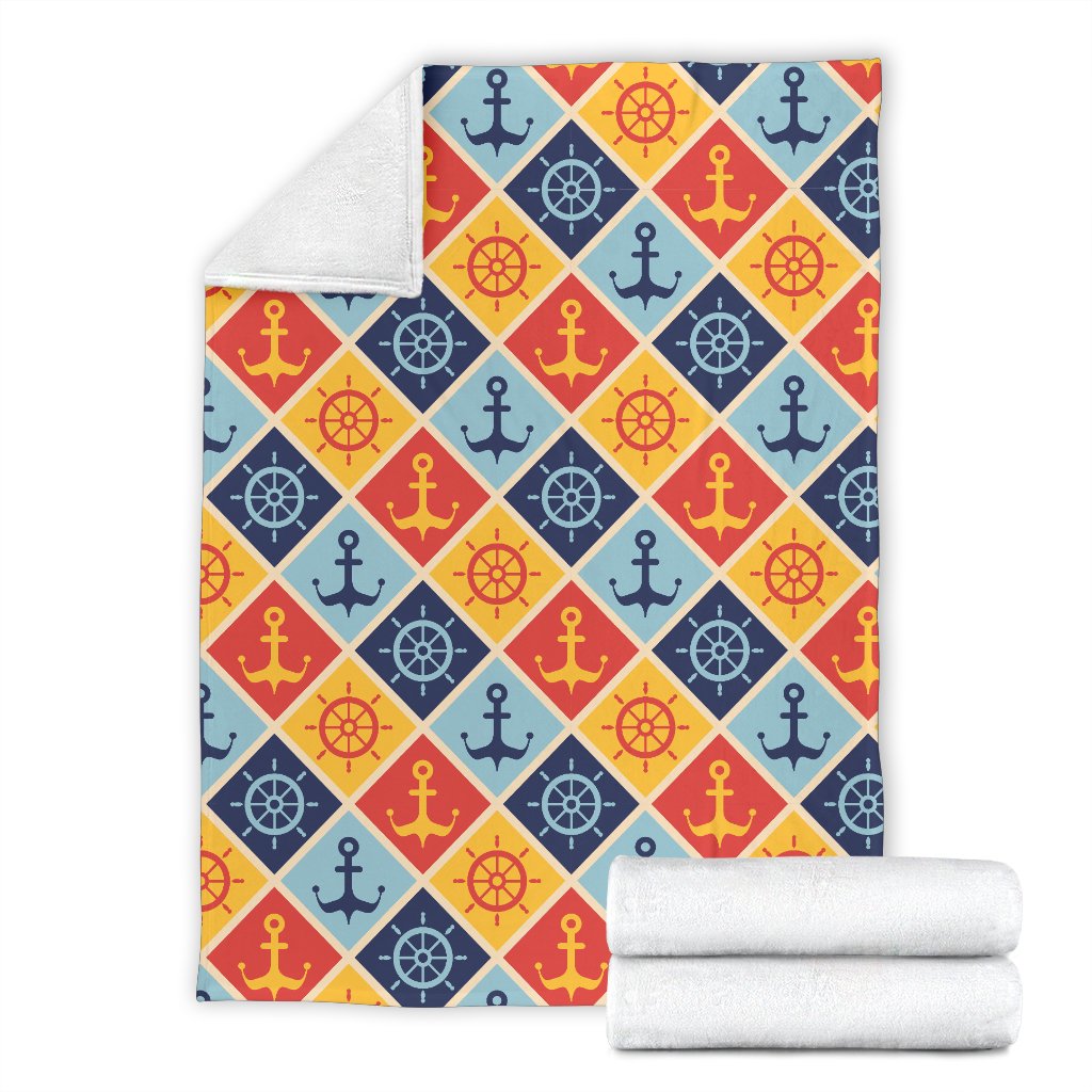 Nautical Pattern Design Themed Print Fleece Blanket