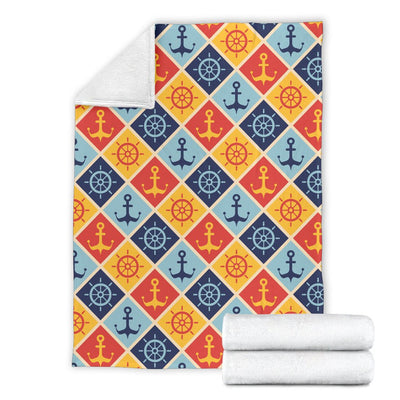 Nautical Pattern Design Themed Print Fleece Blanket