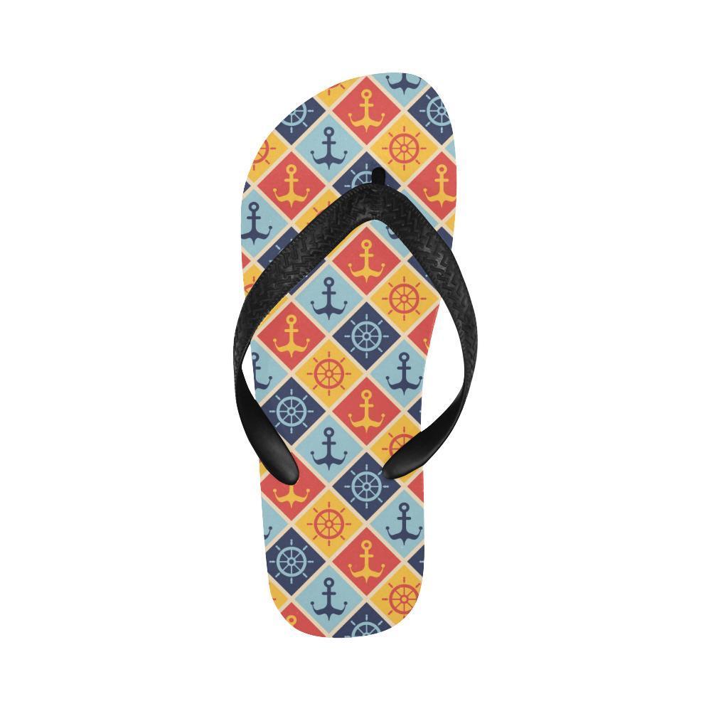 Nautical Pattern Design Themed Print Flip Flops-JTAMIGO.COM