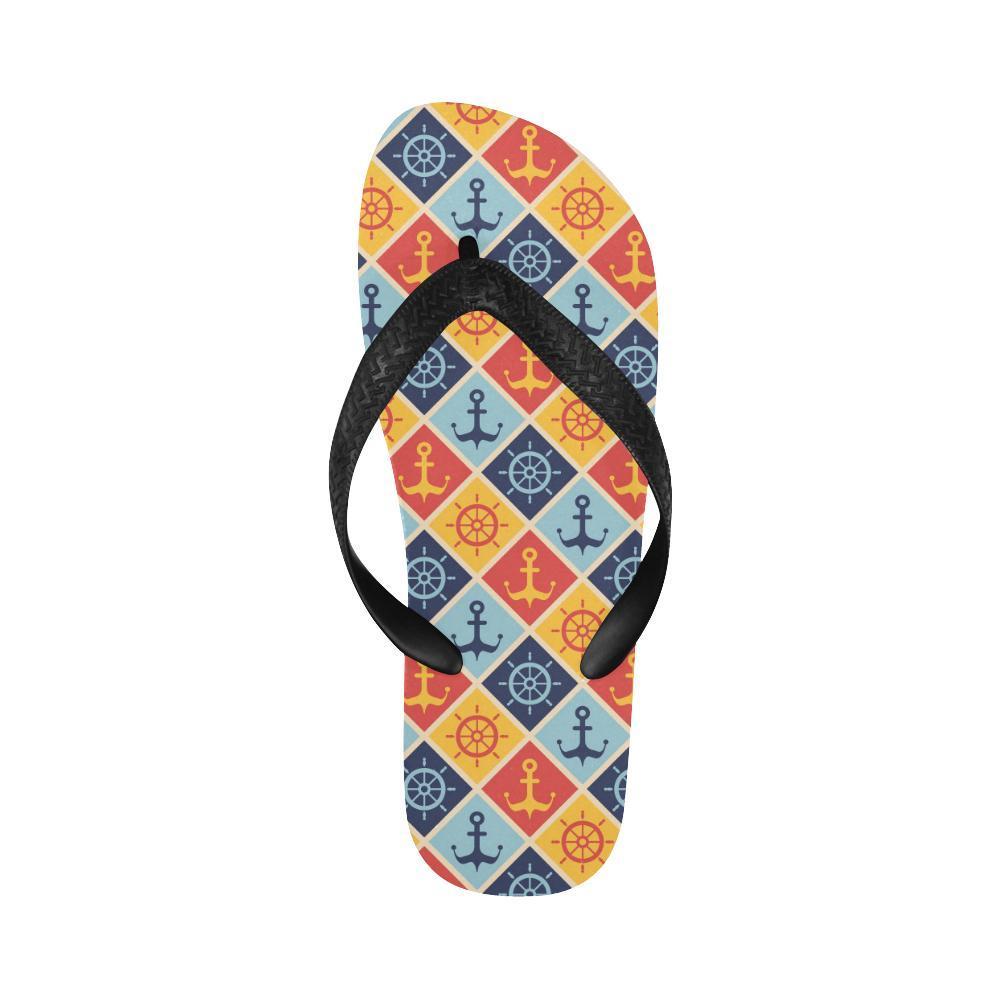 Nautical Pattern Design Themed Print Flip Flops-JTAMIGO.COM