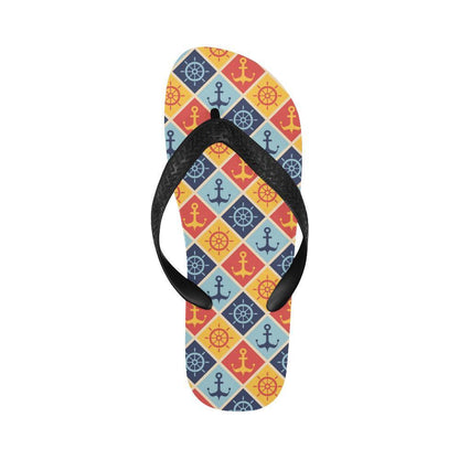 Nautical Pattern Design Themed Print Flip Flops-JTAMIGO.COM