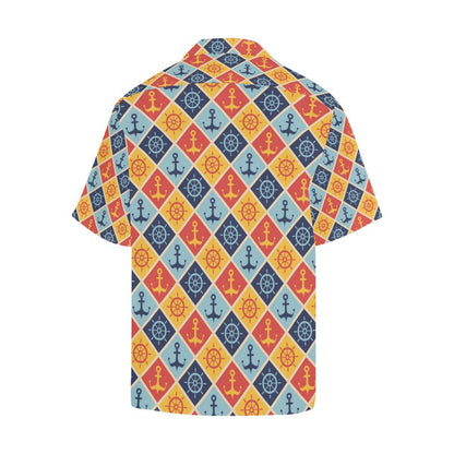 Nautical Pattern Design Themed Print Men Aloha Hawaiian Shirt