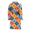 Nautical Pattern Design Themed Print Men Bath Robe-JTAMIGO.COM