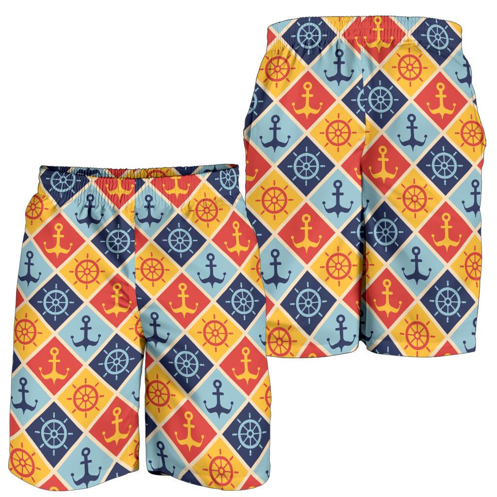 Nautical Pattern Design Themed Print Mens Shorts-JTAMIGO.COM
