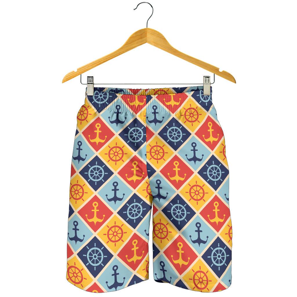 Nautical Pattern Design Themed Print Mens Shorts-JTAMIGO.COM