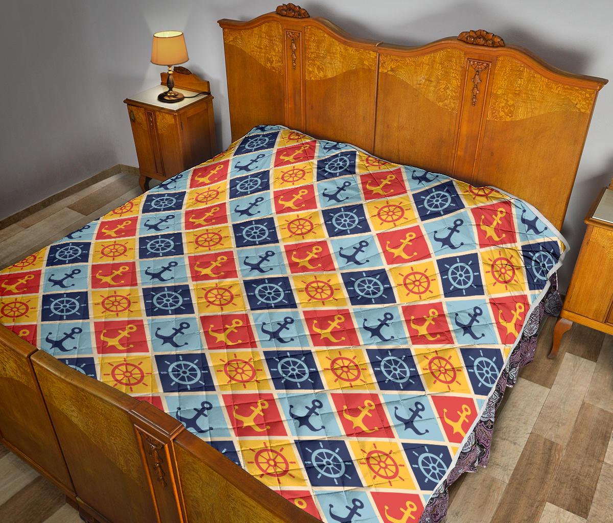 Nautical Pattern Design Themed Print Premium Quilt-JTAMIGO.COM
