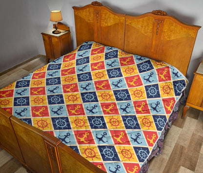 Nautical Pattern Design Themed Print Premium Quilt-JTAMIGO.COM
