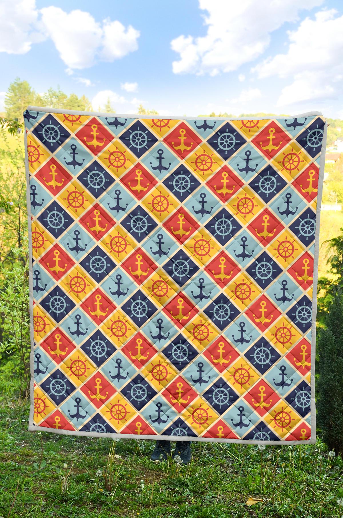 Nautical Pattern Design Themed Print Premium Quilt-JTAMIGO.COM