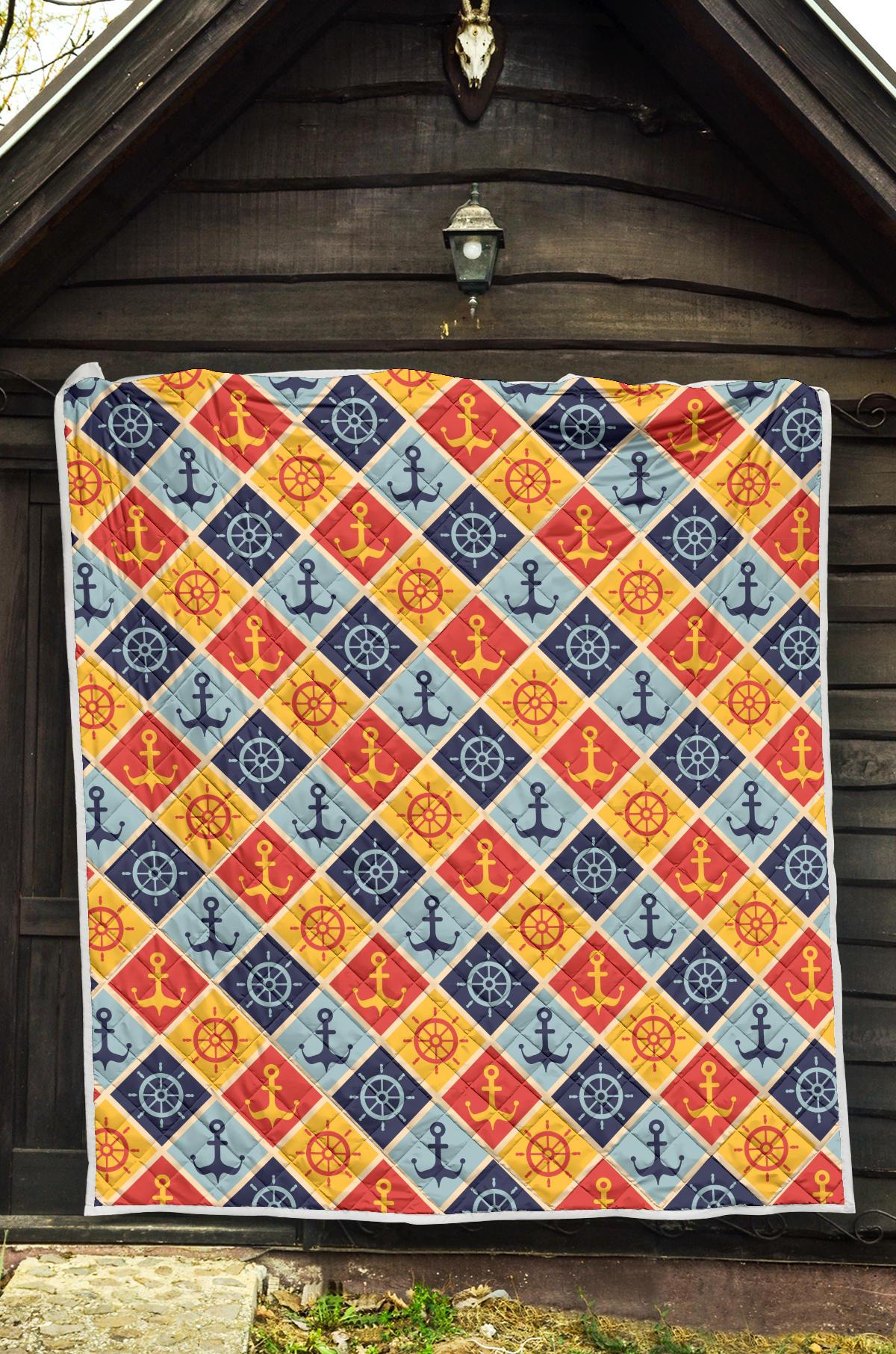 Nautical Pattern Design Themed Print Premium Quilt-JTAMIGO.COM