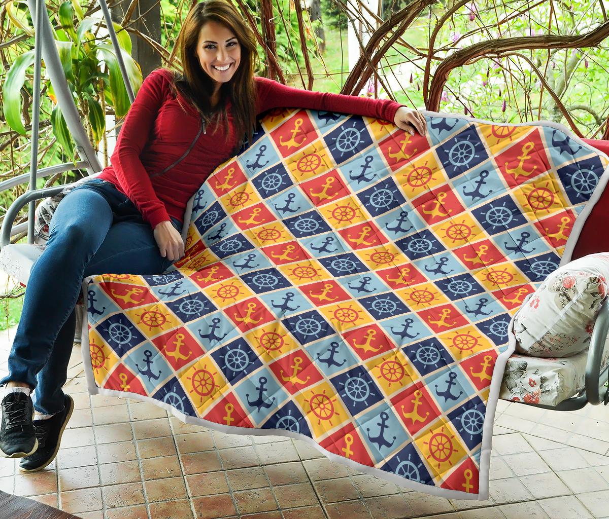 Nautical Pattern Design Themed Print Premium Quilt-JTAMIGO.COM