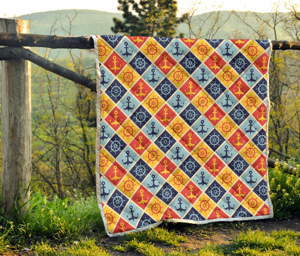 Nautical Pattern Design Themed Print Premium Quilt-JTAMIGO.COM
