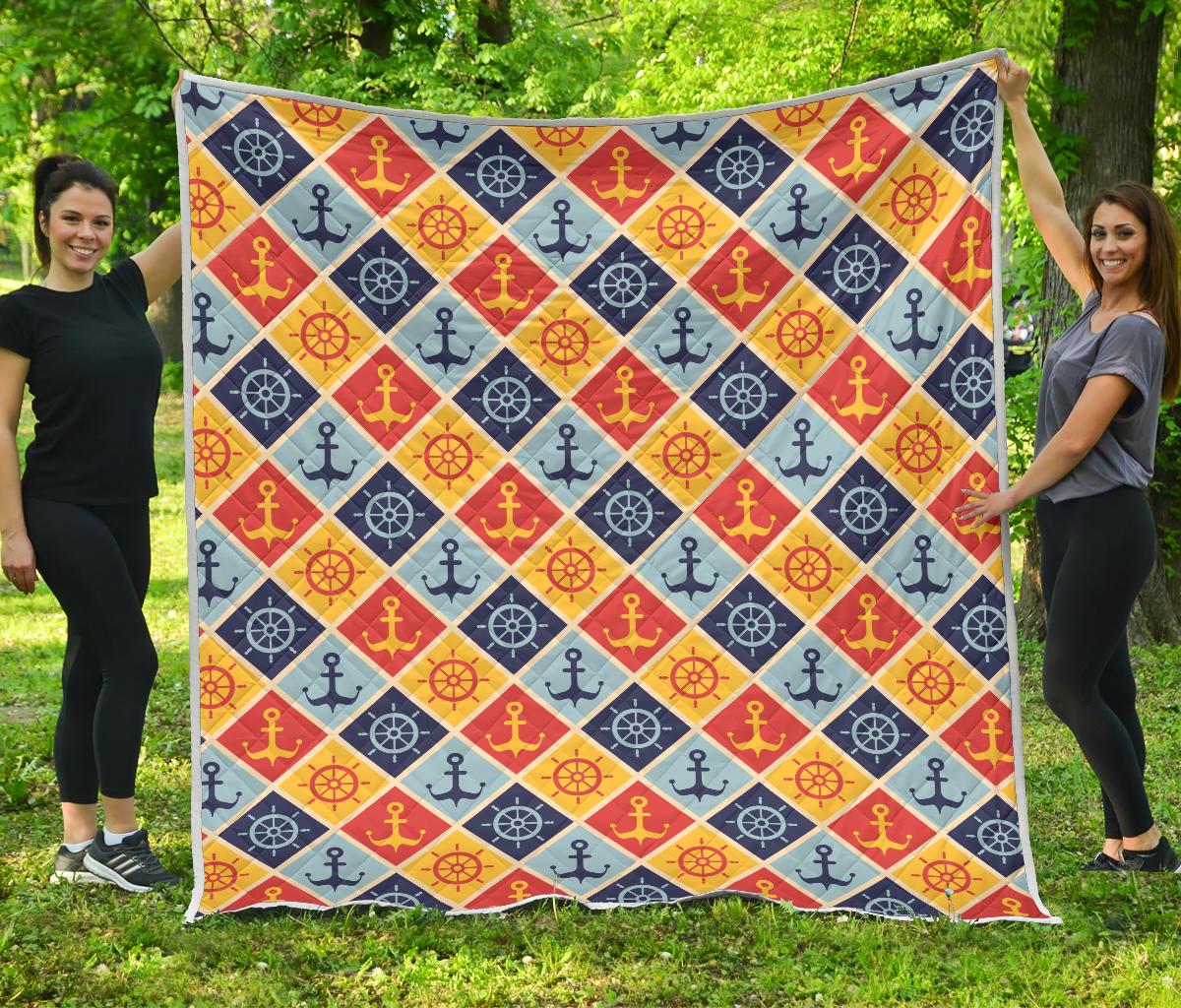 Nautical Pattern Design Themed Print Premium Quilt-JTAMIGO.COM