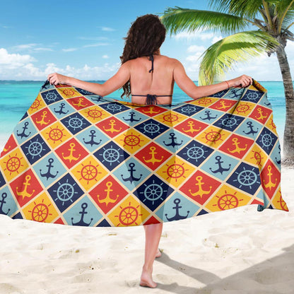 Nautical Pattern Design Themed Print Sarong Pareo Wrap