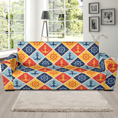 Nautical Pattern Design Themed Print Sofa Slipcover-JTAMIGO.COM